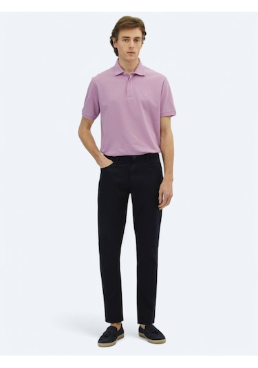 Lacivert Düz Dokuma Regular Fit Casual Pamuk Karışımlı Pantolon Lacivert