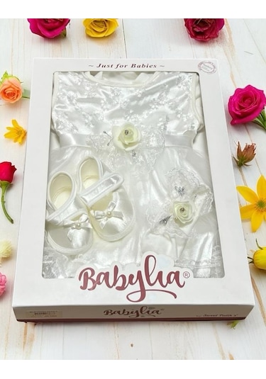 Çiçek Detaylı Kız Mevlüt Set Ekru