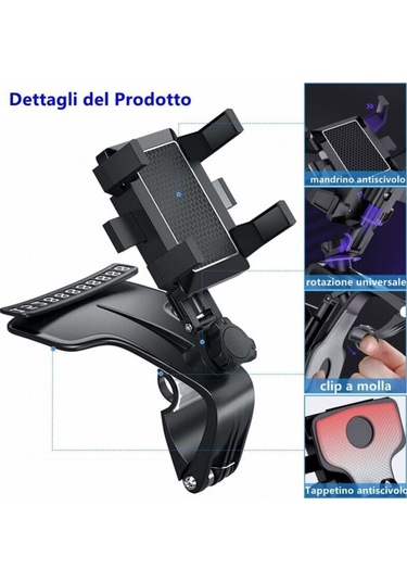 3-7 İnç Akıllı Telefonlar İçin 360 Ayarlanabilir Yaylı Kelepçeli Araç Telefon Tutucu 360 Ayarlan Diğer