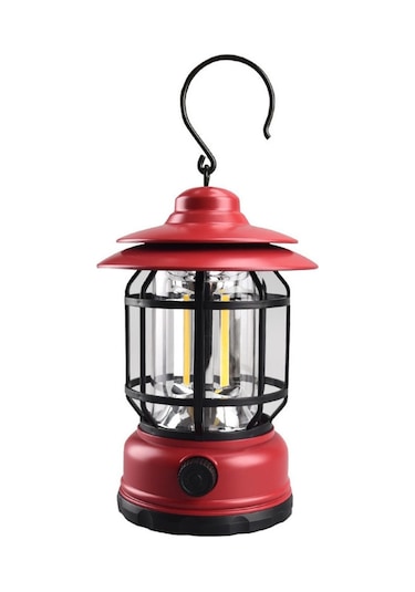Shineyee Kırmızı Usb Şarjlı Kamp Feneri, Dış Mekan Ve Ev İçin Çok Fonksiyonlu, Döner Işık Regülatörü, Yerleşik Li-pil Abs Malzeme Kırmızı