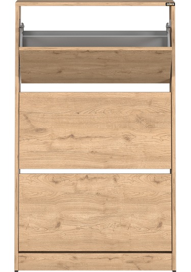 Flat Duo 3 Katlı Geniş Ayakkabılık - Florida Meşe 73x119x26 Cm Meşe