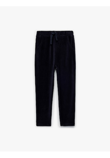 Koton Beli Bağlamalı Cep Detaylı Basic Kadife Pantolon Lacivert 6wmb40030tk Lacivert