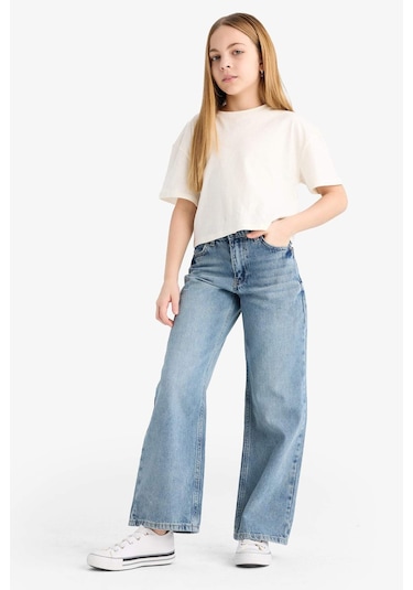 DeFacto Kız Çocuk Straight Wide Jean Pantolon F3150A825SMNM39 Mavi DeFacto Kız Çocuk Straight Wide Jean Pantolon F3150A825SMNM39 Mavi