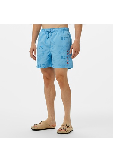 Unıted4 Classic Erkek Mavi Deniz Şortu Düz Surry Mavi