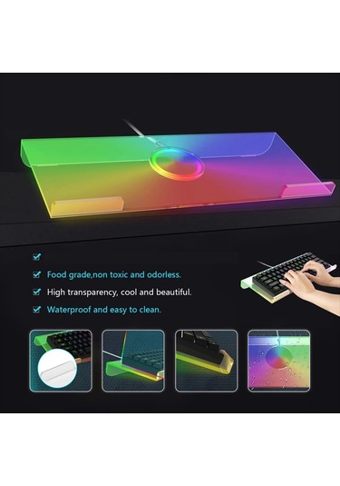 Leezsing Ergonomik 25 Derece Eğimli Akrilik Klavye Standı - Bilek Yorgunluğunu Azaltır