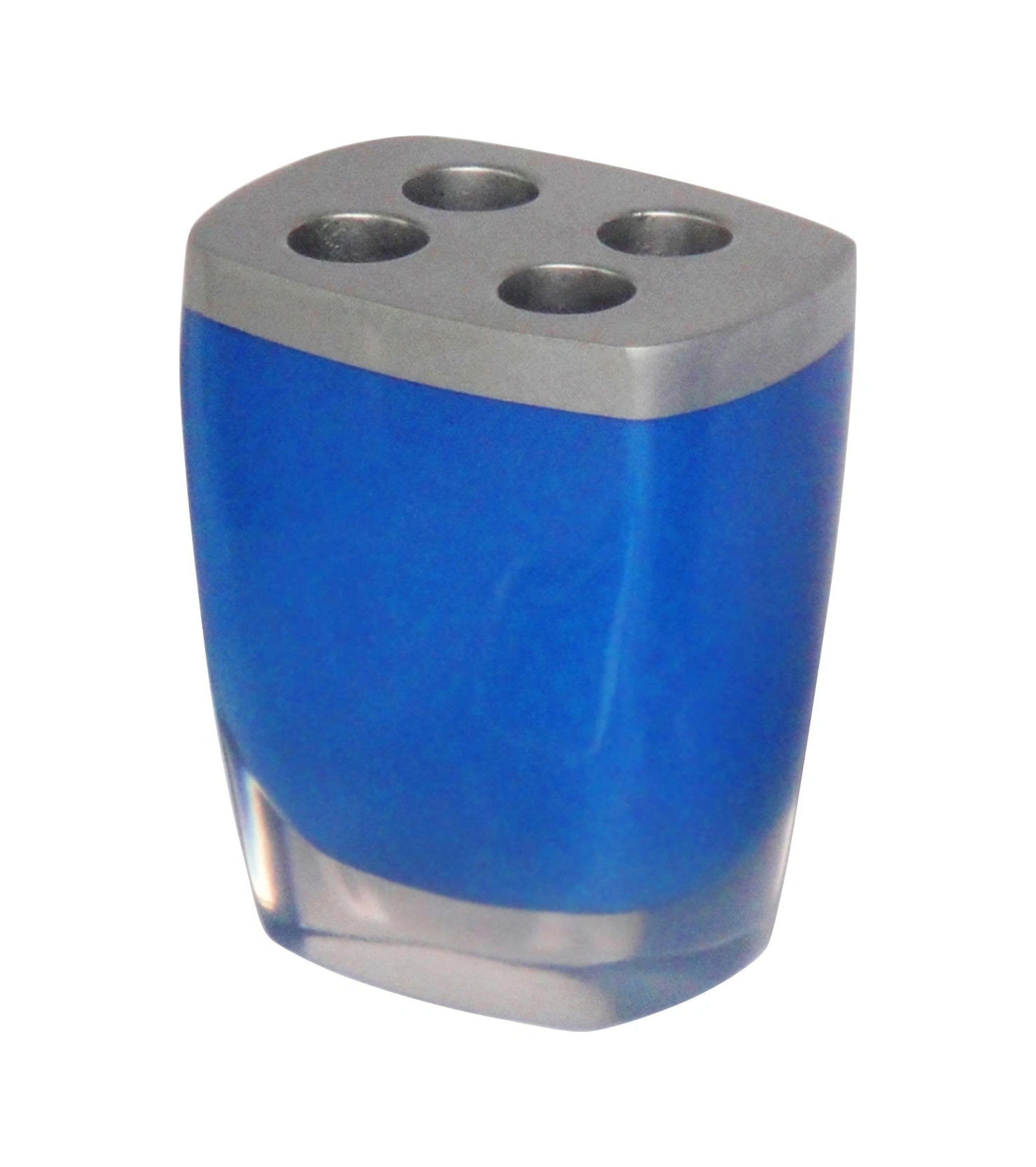 2 Adet Diş Fırçalık Gri Mavi Poliresin 8x4x11cm Banyo Seti Çok Renkli