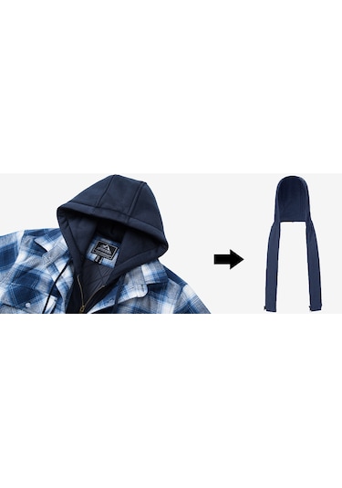 Edwardest Erkek Kareli Uzun Kollu Oversized Kapüşonlu Ceket Lacivert