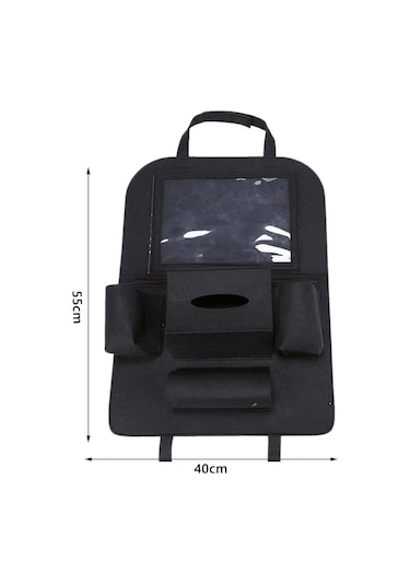 Glanz Araç Koltuk Arkası Organizer Siyah Oto Tablet Telefon Tutucu Araba İçi Düzenleyici