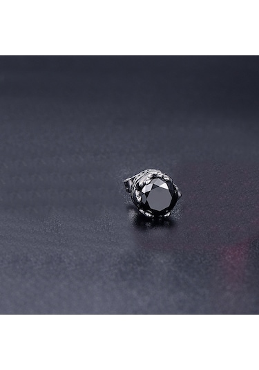 Chavin Siyah Tek Taş Çelik Erkek Küpe Ei96Sy Beyaz