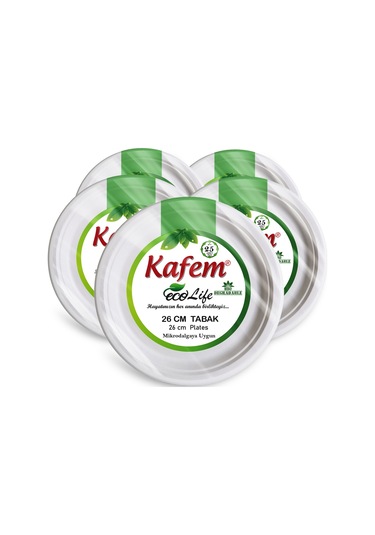 Kafem Ekolojik Karton Tabak 26 cm 25 li X 5 Paket