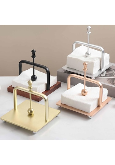 Homyl Peçetelik Metal Dekoratif İçecek Peçete Kutusu Yemek Altın