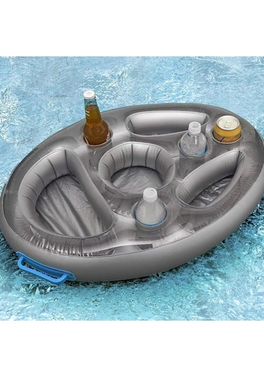 Kosona Eko-friendly Pvc Havlu İçecek Tutucu, Çoklu Delikli Telefon Tutucu, Su Üstü Buz Yatağı Ve Havuz Yemek Tabağı Şeffaf Yeşil