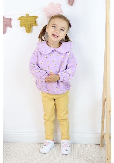 Harika Kids Kız Çocuk Orta Kalınlıkta Taytlı Takım Lila