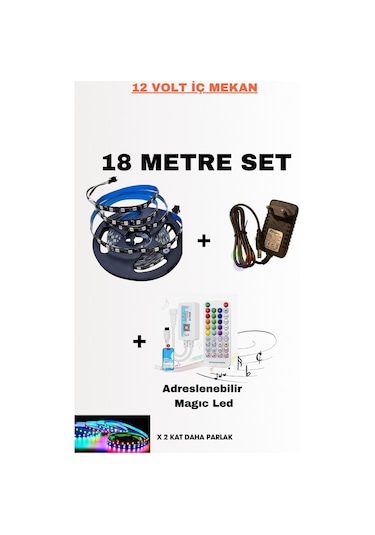 18 Mt. İç Mekan Ip30 Adreslenebilir Piksel Led Seti