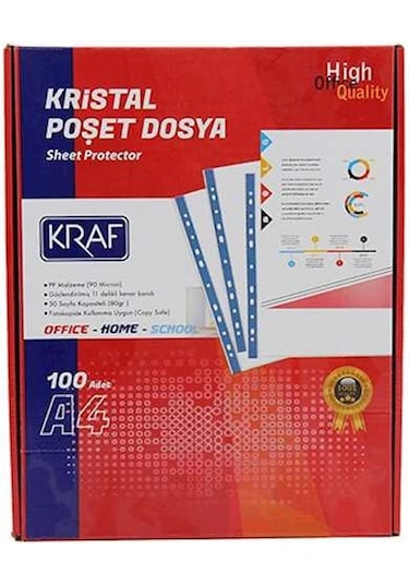 Kraf Poşet Dosya A4 Kristal 100 Lü 1001 N11.240