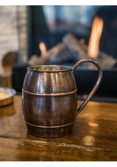Bakır Bardak Fıçı Model Oksitli Renk