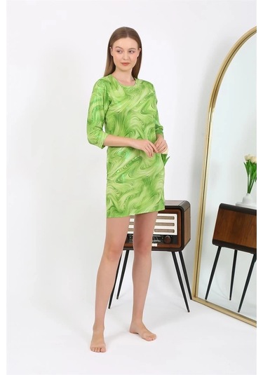 Giyim Kadın Micro Kumaş Mini Parlak Elbise Yeşil Yeşil