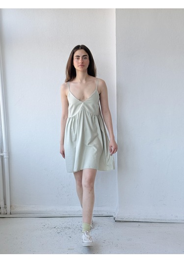 Retrobird Tasarım June Askılı Mini Elbise Kadın Su Yeşili-13909 Su Yeşili