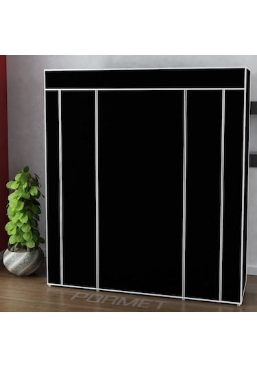 Sepettenevar Çift Yandan Raflı Bez Dolap Siyah