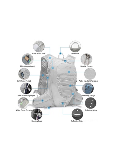 Jeehugo Mavi 12l Bisiklet Spor Sirt Çantasi - Kaykay Yürüyüş Bisiklet Turu İçin Dayanıklı Malzemeyle Çok Renkli