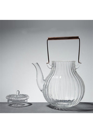 Yaratıcı Cam Demlik Tiliang Pot Cam Pot Çiçek Çay Fincanı Krizantem Yaprakları Bakır Kolu Isıya Dayanıklı Cam Çay Seti Çaydanlıklar Altın - Beyaz