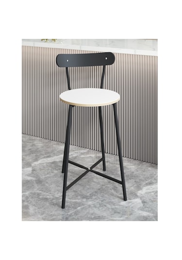 Bar Sandalyesi Oval Mutfak Taburesi Beyaz 1512 Beyaz
