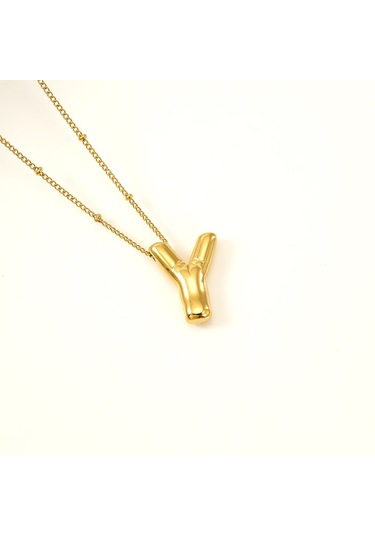 Relaxed Parlak Mektup Kolye Tombul Avrupa Ve Amerikan Modası Basit Köprücük Kemiği Zinciri-y Altın