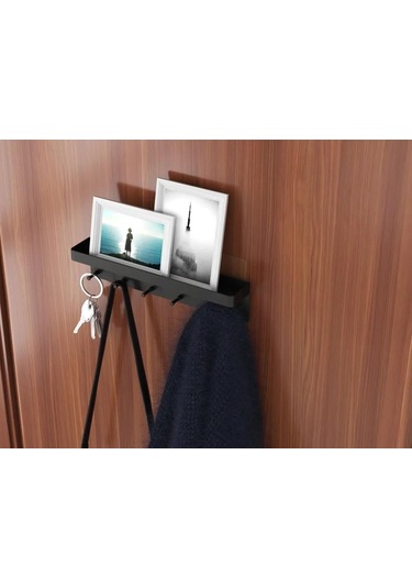 Youmex Mat Siyah Duvar Tipi Organizatör, 6 Çelik Kanca İle Anahtar, Gözlük, Cüzdan Ve Küçük Eşyalarınızı Düzenleyin - Eviniz İçin Pratik Ve Modern Çözüm Siyah