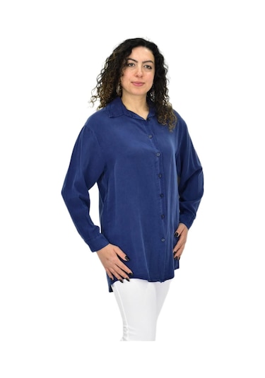 Shine Kadın Uzun Kol Gömlek Bgl-st04647 İndigo