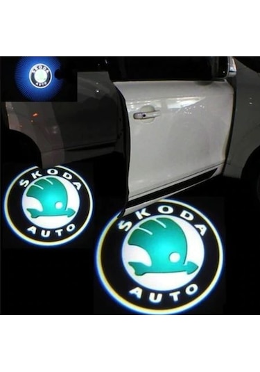 Skoda Kapı Altı Logo Lamba Pilli Sensörlü Kolay Montaj