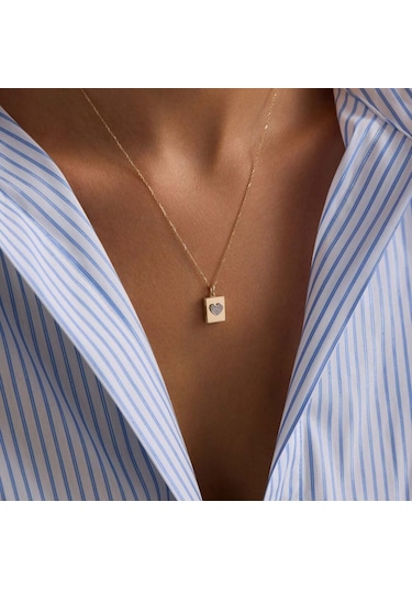 Sembolgold Sevimli Kapaklı Kalp Kolye Taşlı 10.1 Mm 45 Cm T14383 Renkli