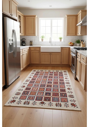 Blghome Etnik Desen Renkli Modern Halı Dekoratif Kilim Çok Renkli