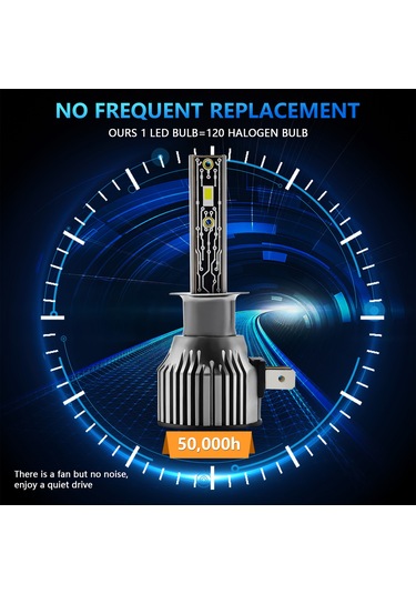 Monyee A6 H1 Tipi 6500k Led Far Ampulü 120w 12000lm Ip68 Su Geçirmez 10-32v Çift Paket