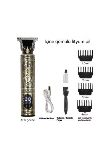 T9 Elektrikli Saç Kesme Makinesi Elektrikli Pusula Elektrikli Pusula Buda Kafa Lcd Plastik Gövde Abs