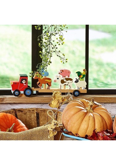 Vilac - Ahşap Hayvanlar Traktörü - Çiftlik