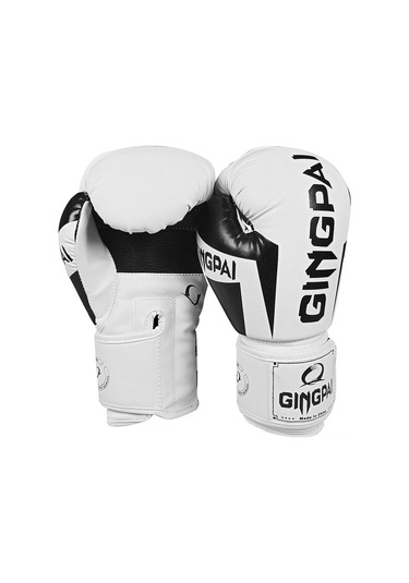 Reedark Erkek Kadın Universal Pu Muay Thai Kovboy Eldiveni, Spor Antrenman Dikdörtgen Torba Savaş Gloves, Ventilasyonlu 8oz Beyaz Beyaz