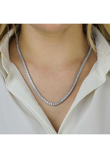 Modagümüşevi Pırlanta Tasarımlı Kare Model 925 Ayar Gümüş Su Yolu Kolye 50 Cm