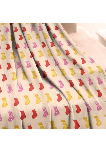 Noel Desenli Bebek Battaniyesi 40x30 İnç, Polar, Yumuşak, Hafif Ve Kalın Noel Çorap Renkli