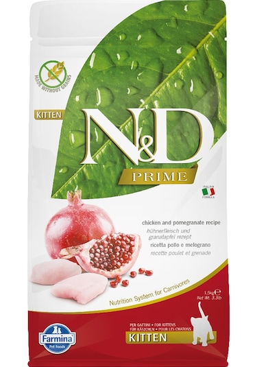 N&D Tahılsız Tavuklu ve Narlı Yavru Kedi Maması 1500 G