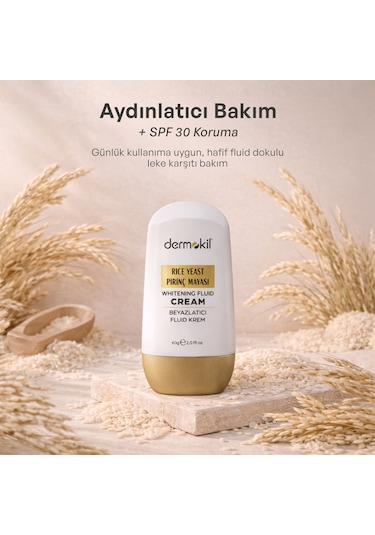 Dermokil Pirinç Mayası Beyazlatıcı Fluid Krem 30 Spf 60 G