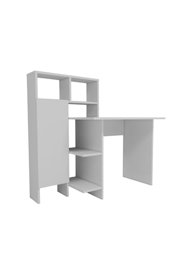 Arnetti Buğra Dolaplı Raflı Çalışma Bilgisayar Masası Beyaz