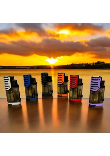 3 Pürmüz Jet Alev Delicili Puro Çakmağı Siyah/mor