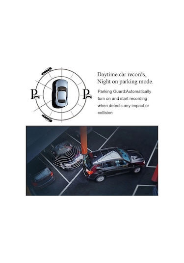 Ranyeek 4" Ekranlı Araç Dvr, 1080p Full Hd Ön-arka Kameralar, Gece Görüşü, Park Asistanı Ve Ldws Fonksiyonu