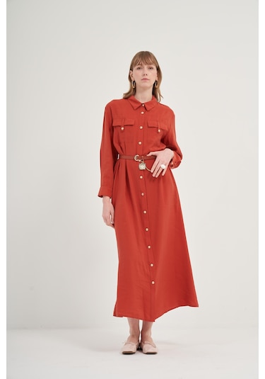 Ftz Modal Elbise Bakır 31016 Bakır