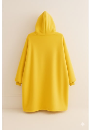 Wellsoft Kapşonlu Giyilebilir Tv Battaniyesi Unisex Over Size Sarı
