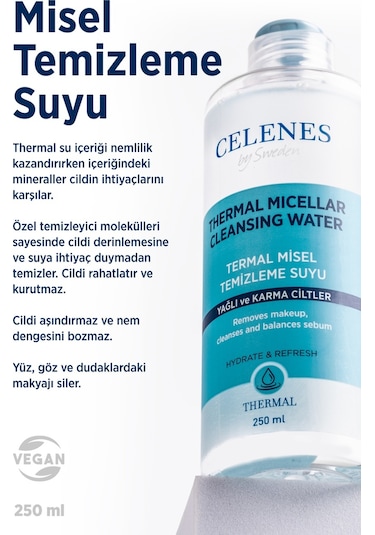 Celenes By Sweden Yağlı Karma Cilt Thermal Misel Temizleme Suyu 250 ML