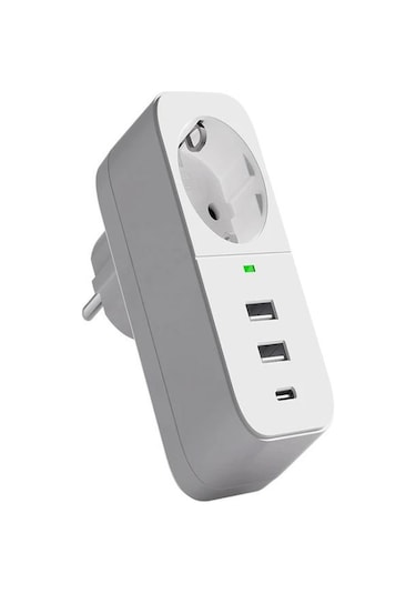 Ftr017 3in1 Termal Akım Korumalı 2usb-a 1soket 3680w 1 Pd Type