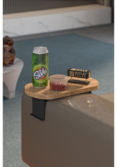 İkili Yan Sehpa Ayarlanabilir Tepsi Oval Dekoratif Atlantik Çam