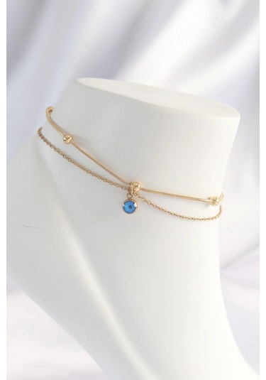 316l Çelik Gold Renk Nazar Boncuklu 2li Çapraz Halhal Çok Renkli