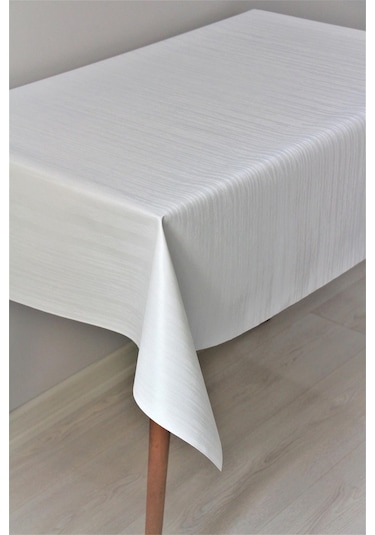 Astarlı Silinebilir Pvc Muşamba Masa Örtüsü Çizgili - 78-b1-beyaz